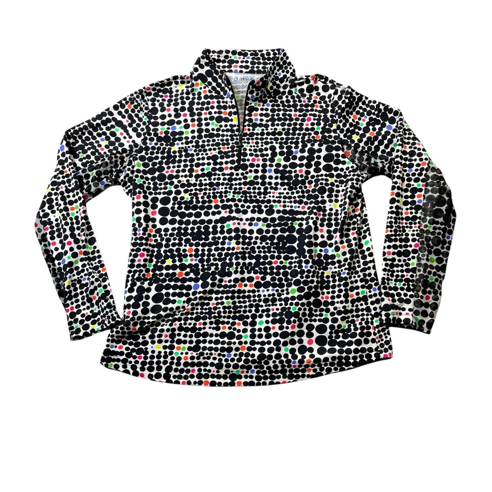 IBKUL XL Print Long Sleeve Nylon Blend Mesh Underarms Athletic Shirt